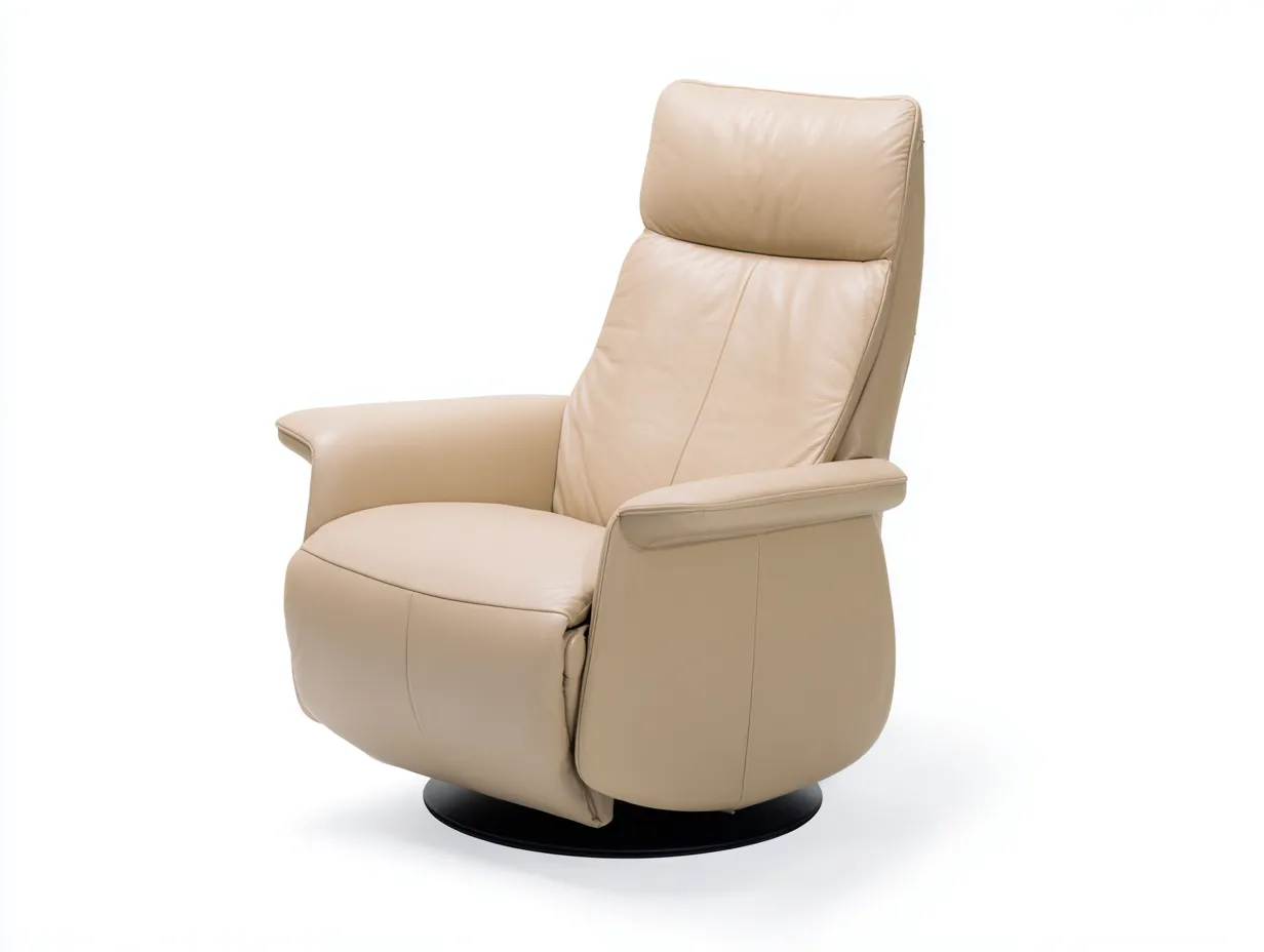 Recliner Chair Upholstered Leather 34x36x42 (inches) - Beige - Swivel Comfort Design-Casauphub