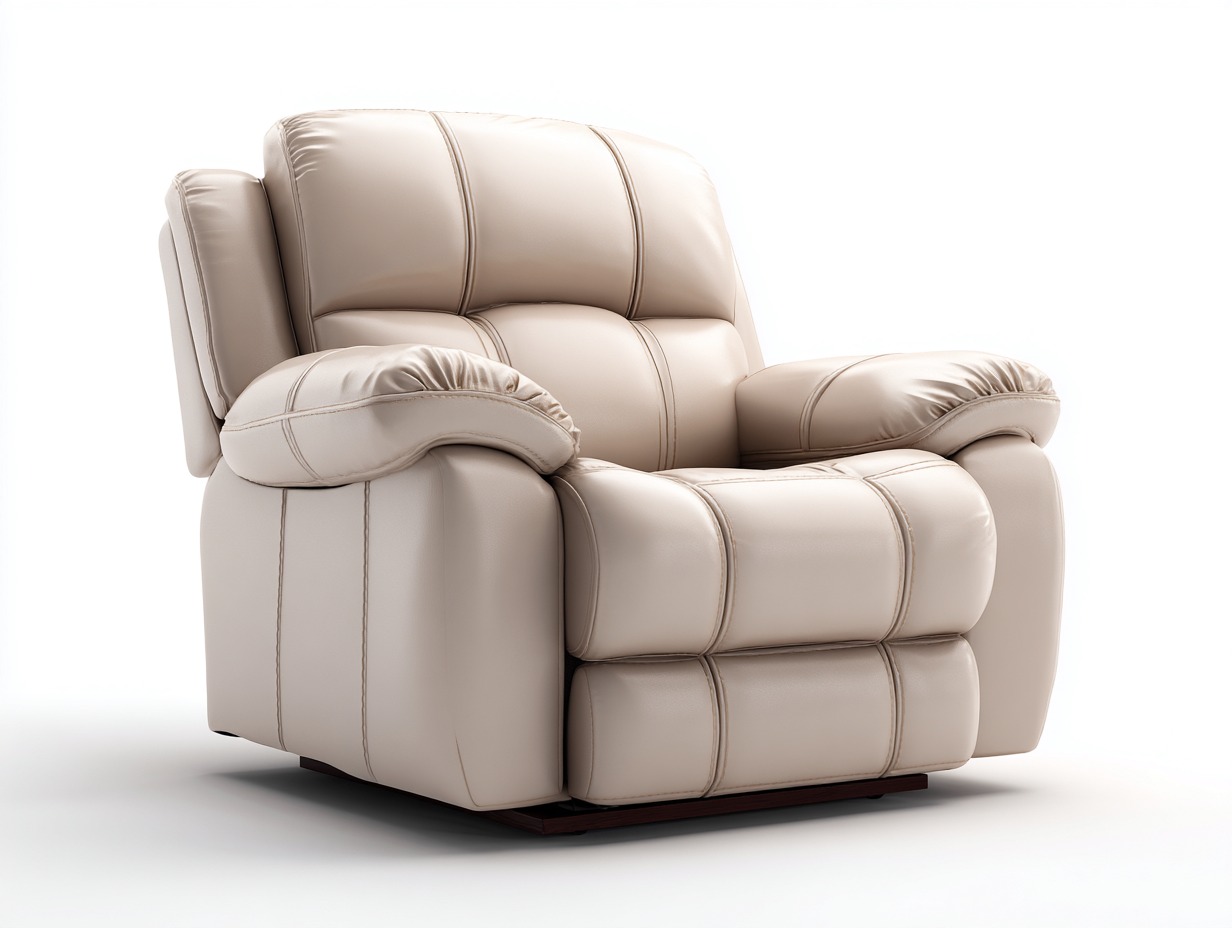 Recliner Chair faux leather upholstery 38x36x40 (inches) - beige - manual reclining comfort design-Casauphub