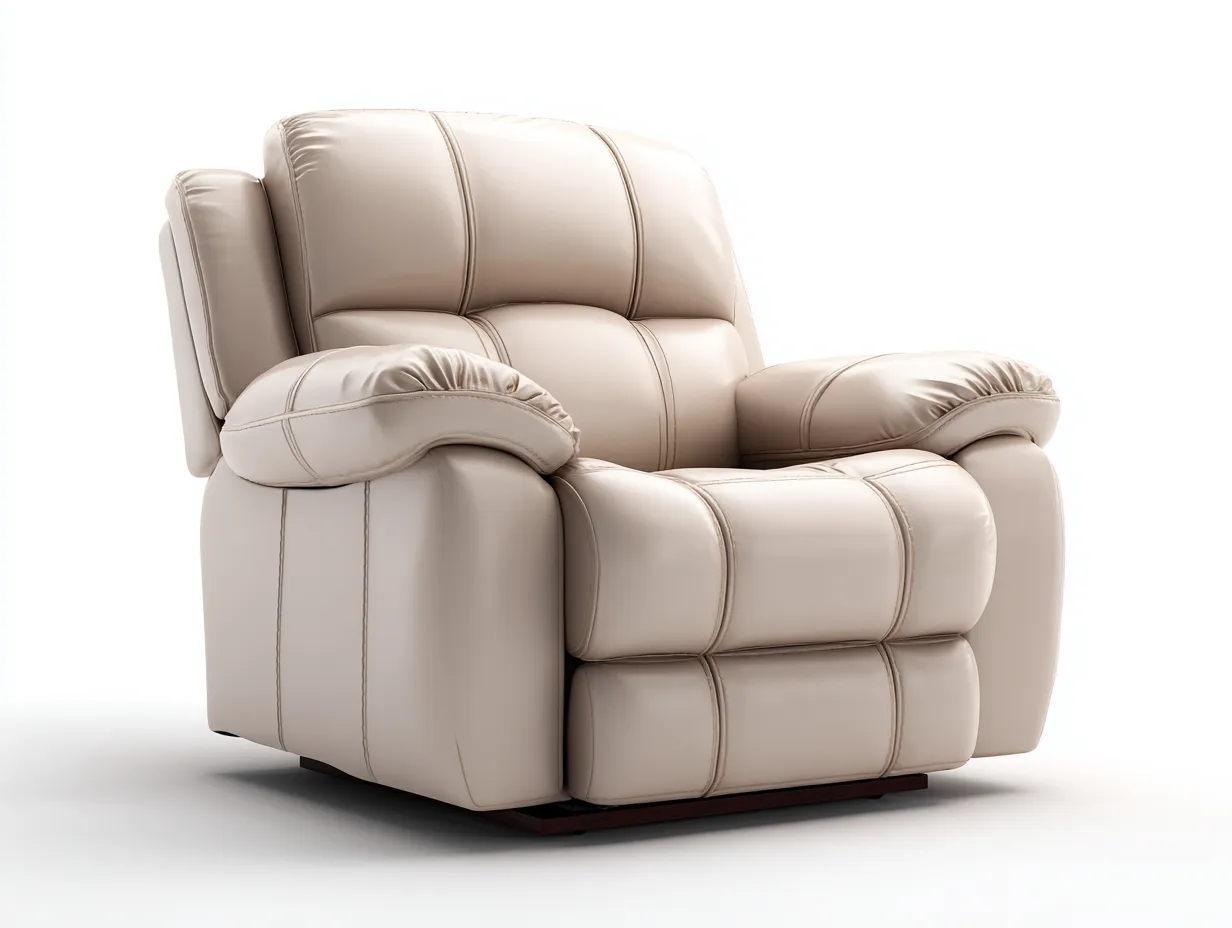 Recliner Chair faux leather upholstery 38x36x40 (inches) - beige - manual reclining comfort design-Casauphub