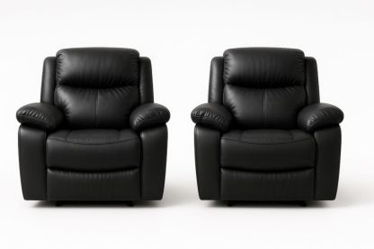 Set di 2 Poltrone Reclinabili in Pelle Sintetica Nera