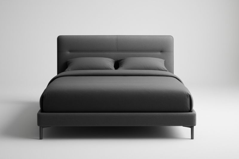 Letto matrimoniale imbottito in tessuto poliestere grigio 200x180x100 cm