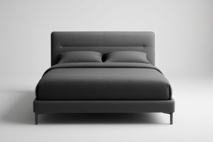 Letto matrimoniale imbottito in tessuto poliestere grigio 200x180x100 cm