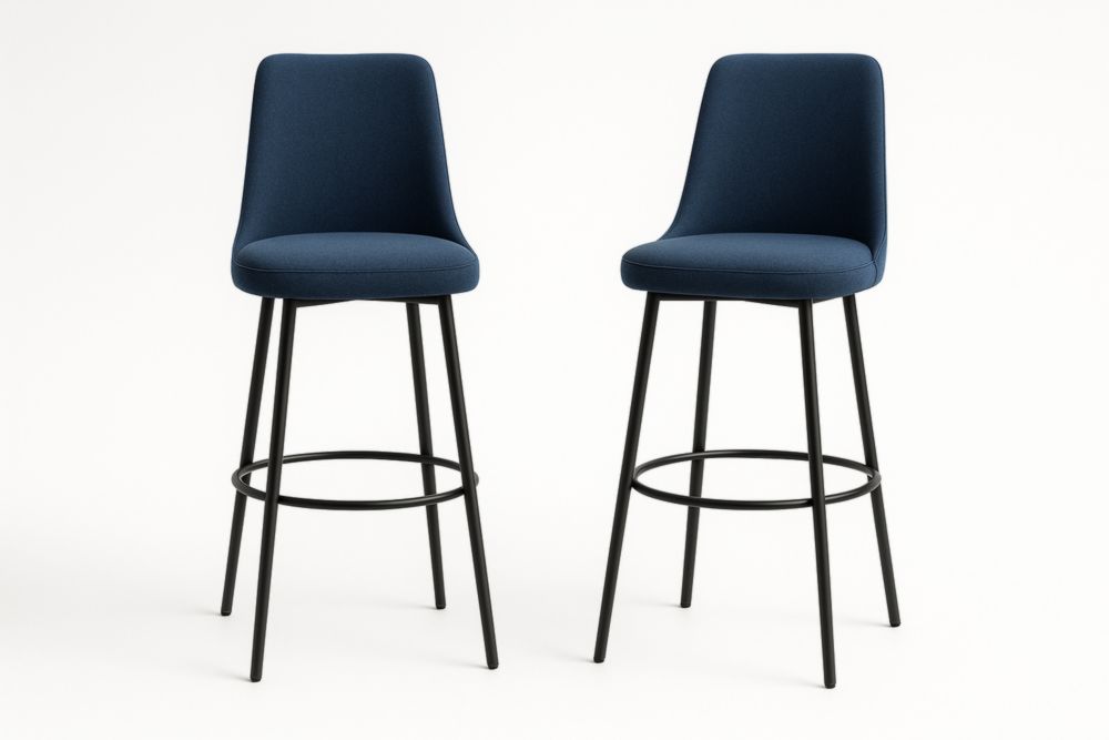 Set di 2 sgabelli alti in tessuto blu con struttura in metallo-Livornestix