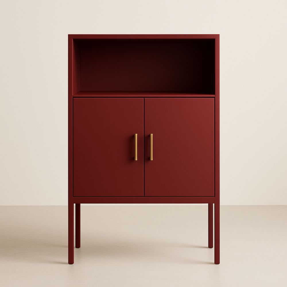 Credenza con scaffale in legno rosso 120x60x40 cm-Livornestix