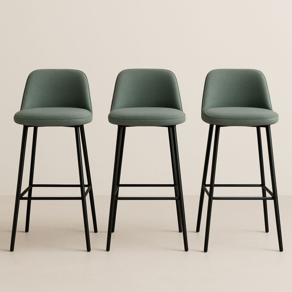 Set di 3 sgabelli in tessuto con struttura in metallo-Dwelltrendo