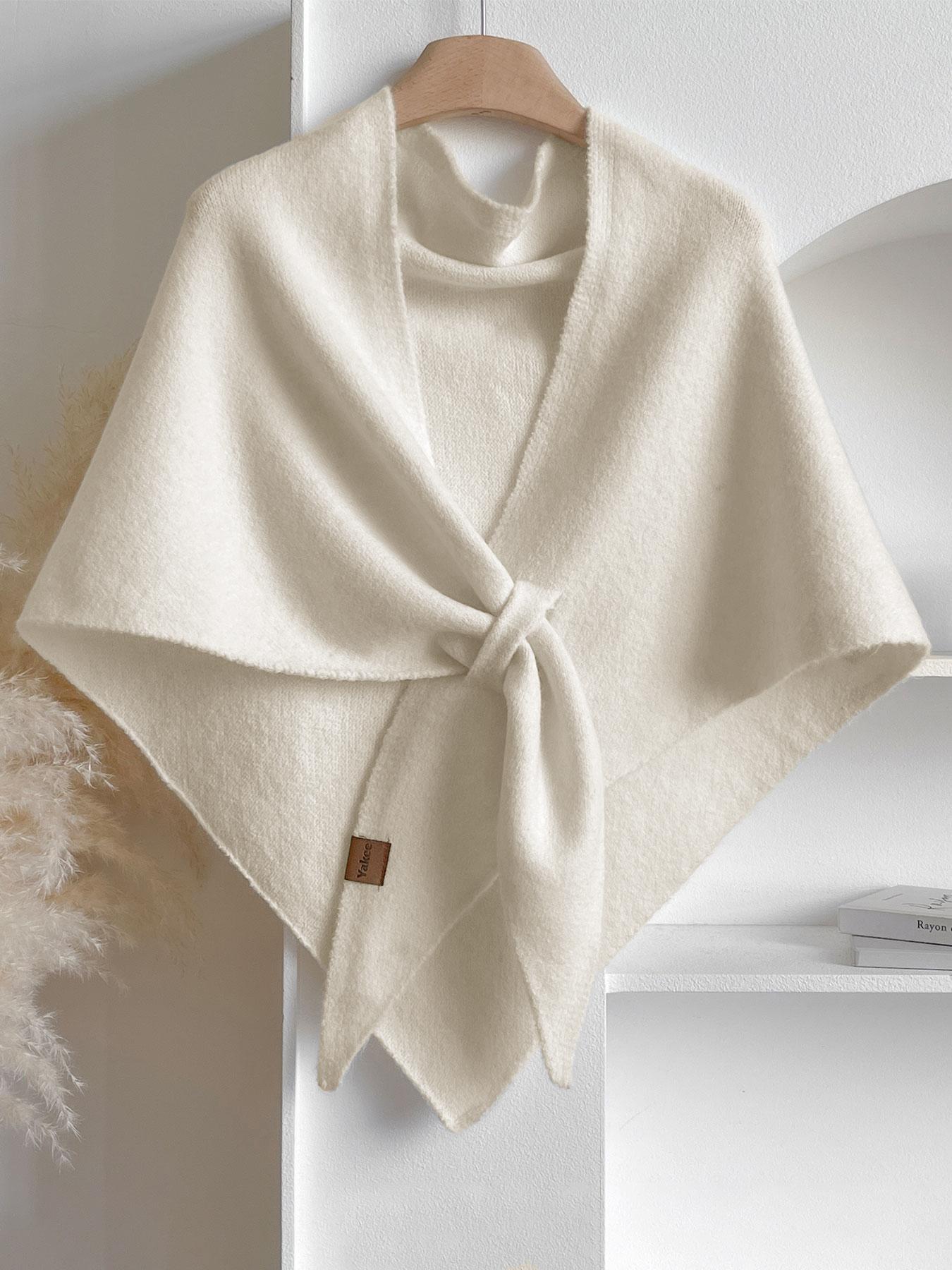Women's Trendy Solid Knitted Shawl, Casual Soft Comfortable Scarf for Daily Wear, Fashion Accessories for Women & Girls