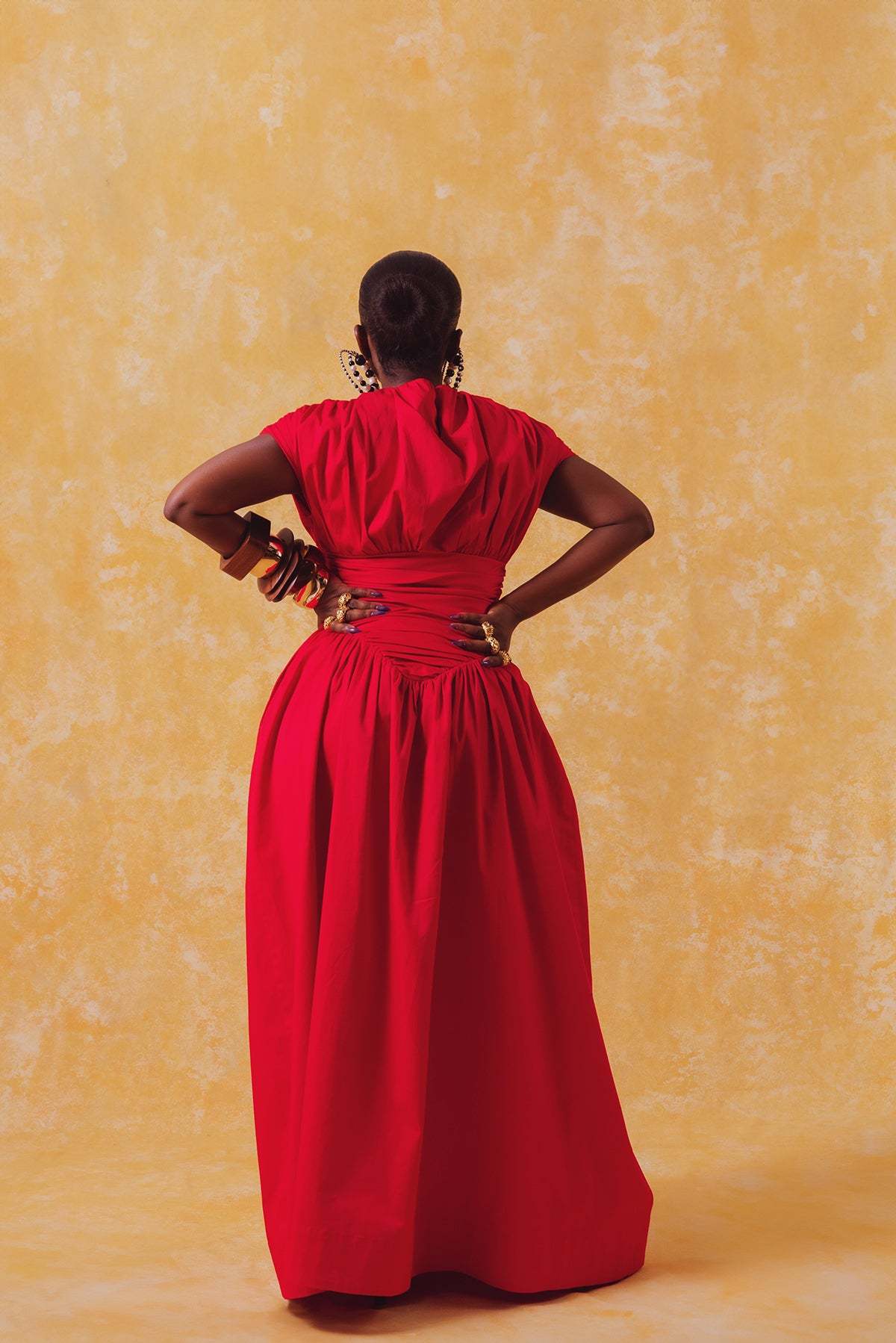 Adesuwa Ruched Cotton Long Dress (Buy 2 Free Shipping)