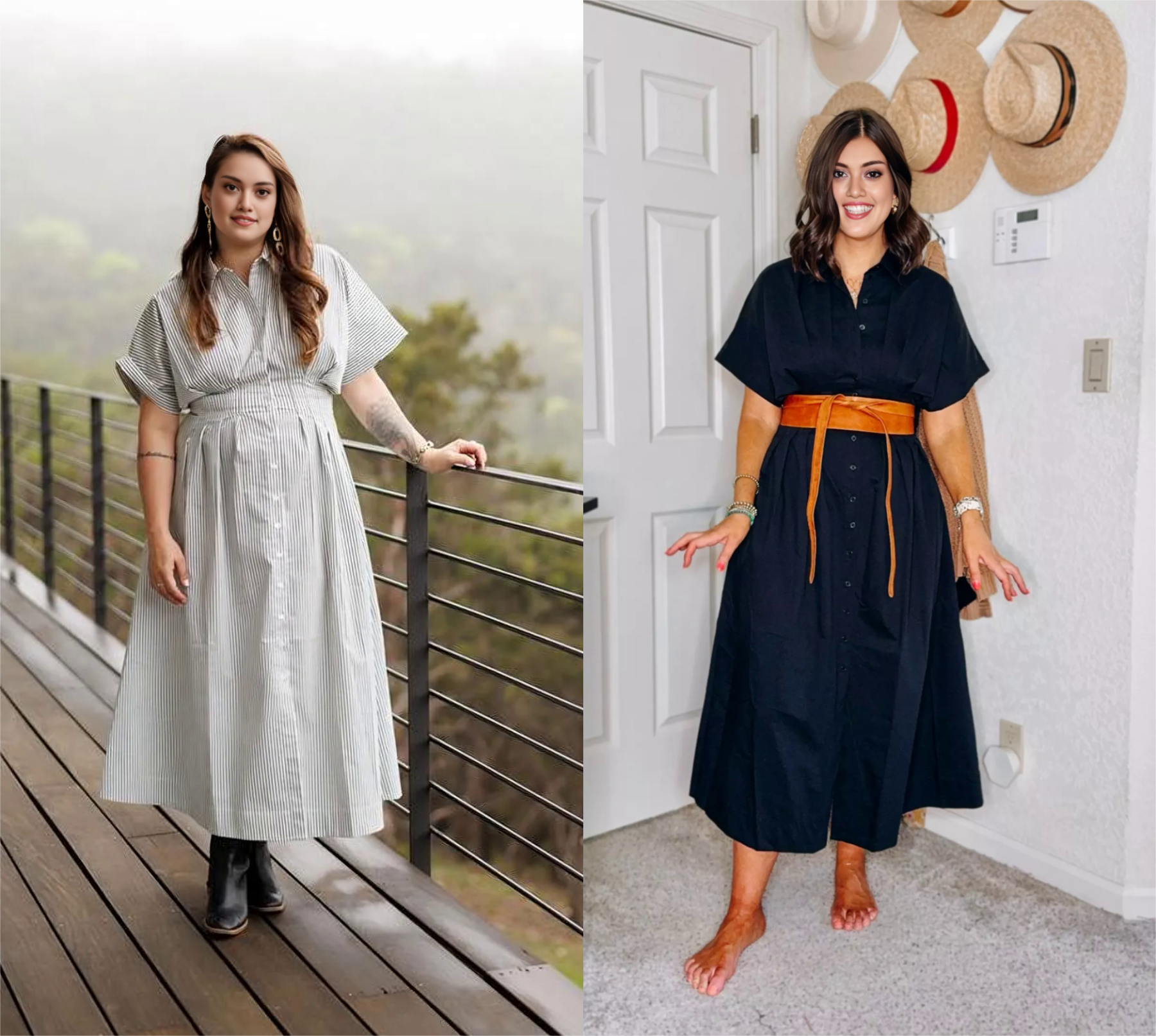 Striped Button Shirt Dress (Buy 2 Free Shipping)