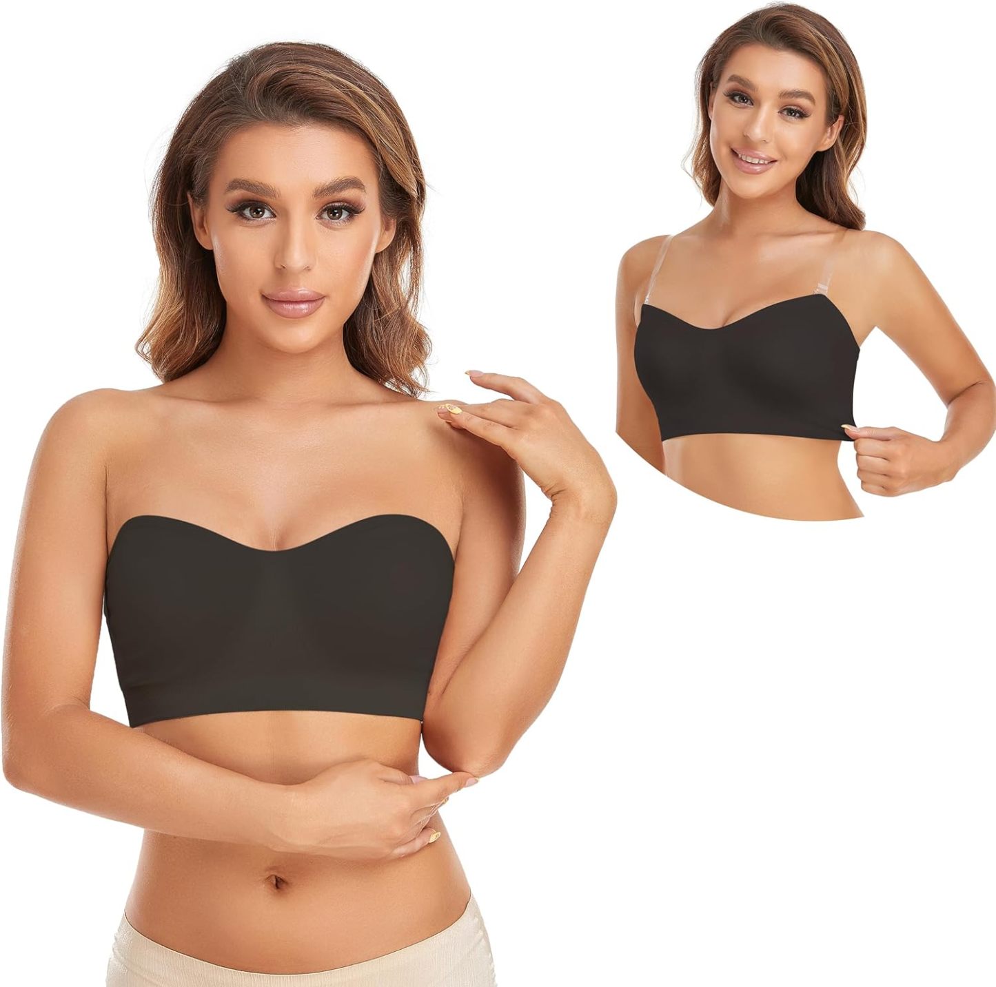 Non-Slip Silicone Padded Bea Wireless Tube Top Bra