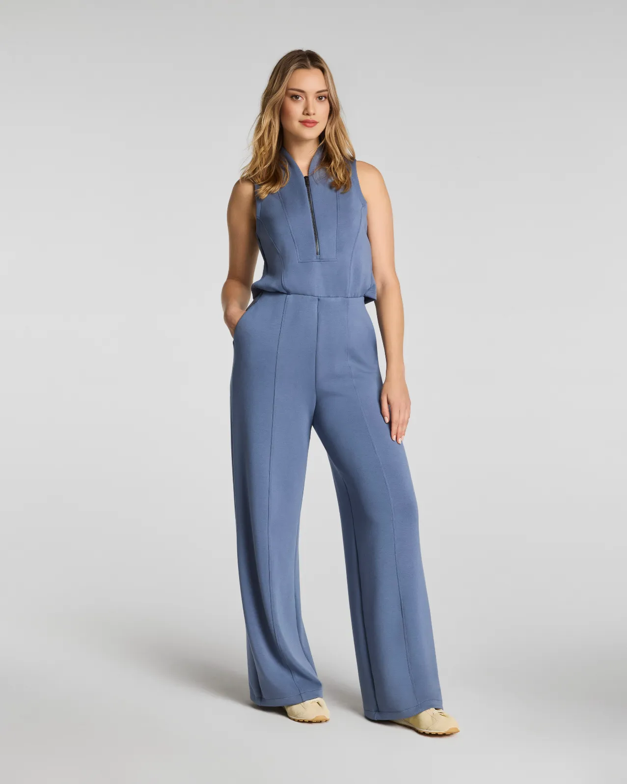 AirEssentials Shawl Collar Half Zip Jumpsuit (Buy 2 Free Shipping)