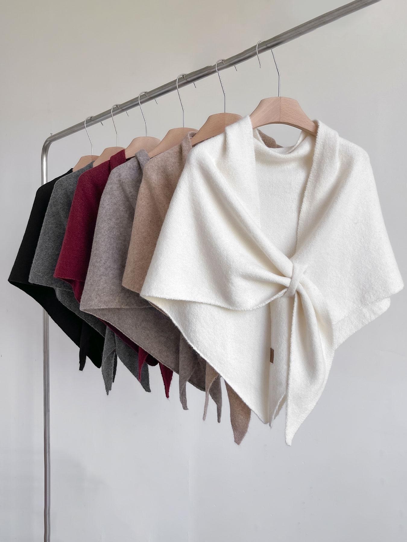 Women's Trendy Solid Knitted Shawl, Casual Soft Comfortable Scarf for Daily Wear, Fashion Accessories for Women & Girls