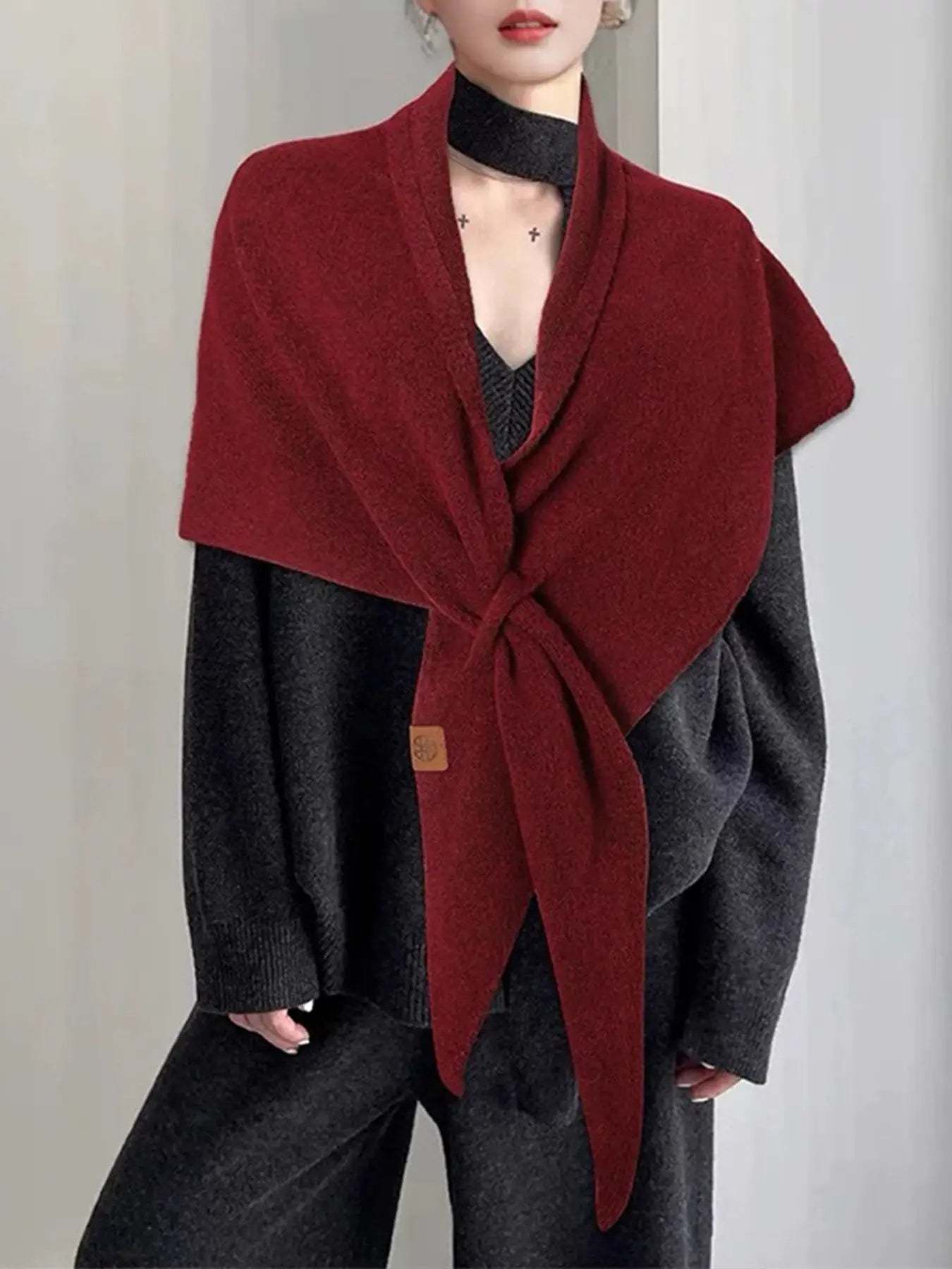Women's Trendy Solid Knitted Shawl, Casual Soft Comfortable Scarf for Daily Wear, Fashion Accessories for Women & Girls