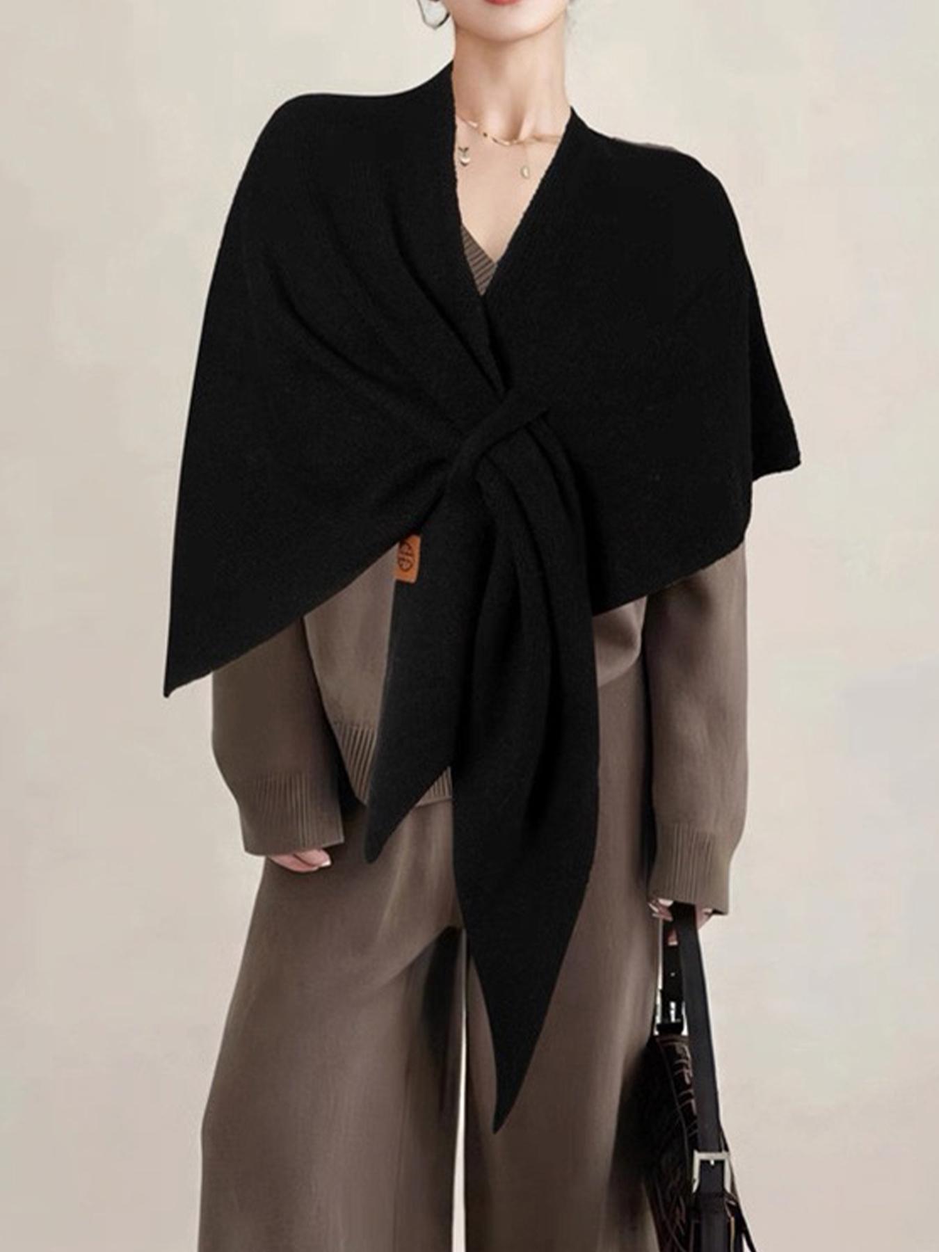 Women's Trendy Solid Knitted Shawl, Casual Soft Comfortable Scarf for Daily Wear, Fashion Accessories for Women & Girls