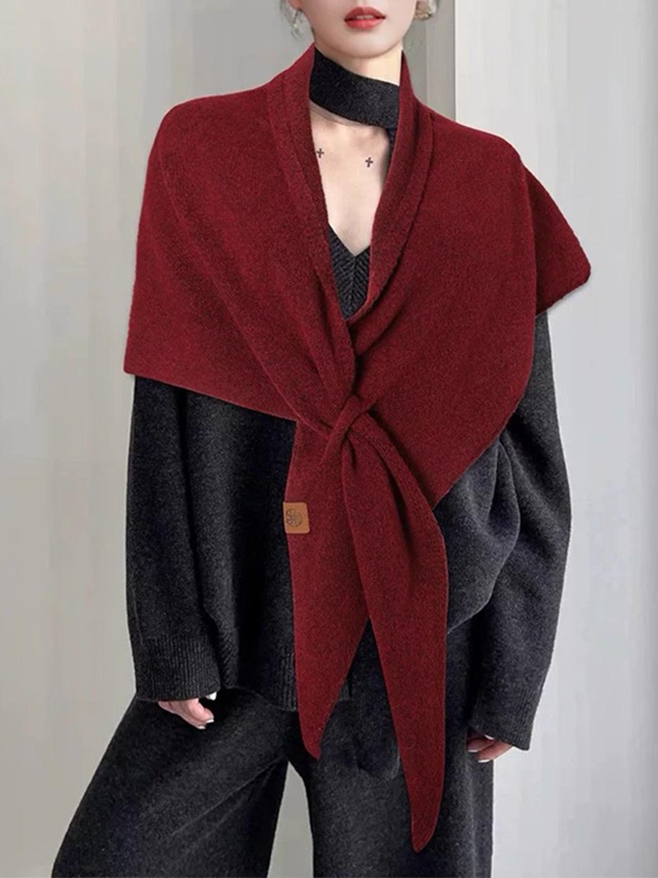 Women's Trendy Solid Knitted Shawl, Casual Soft Comfortable Scarf for Daily Wear, Fashion Accessories for Women & Girls