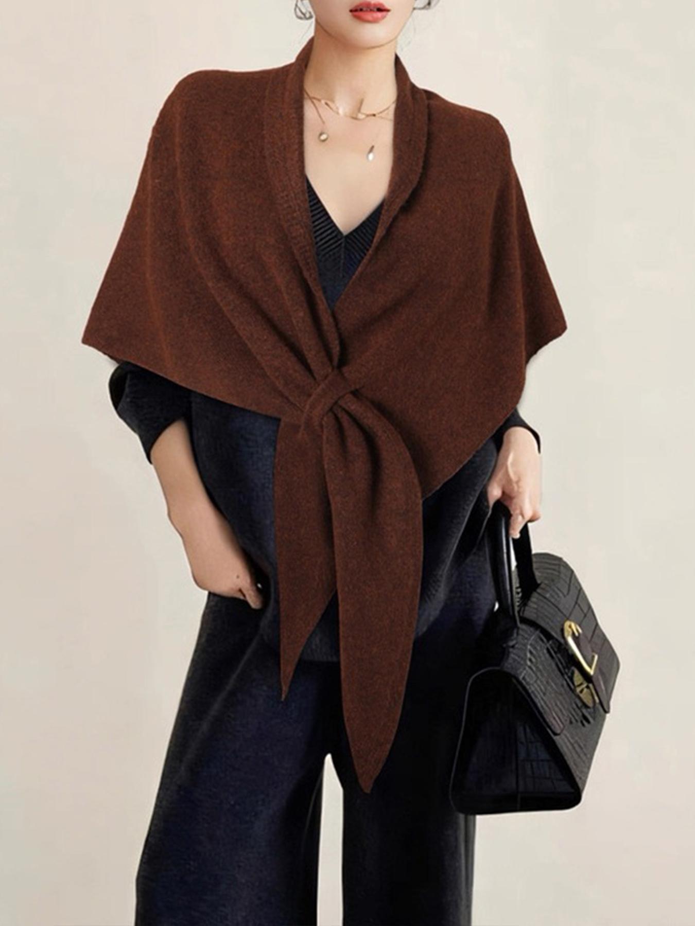 Women's Trendy Solid Knitted Shawl, Casual Soft Comfortable Scarf for Daily Wear, Fashion Accessories for Women & Girls
