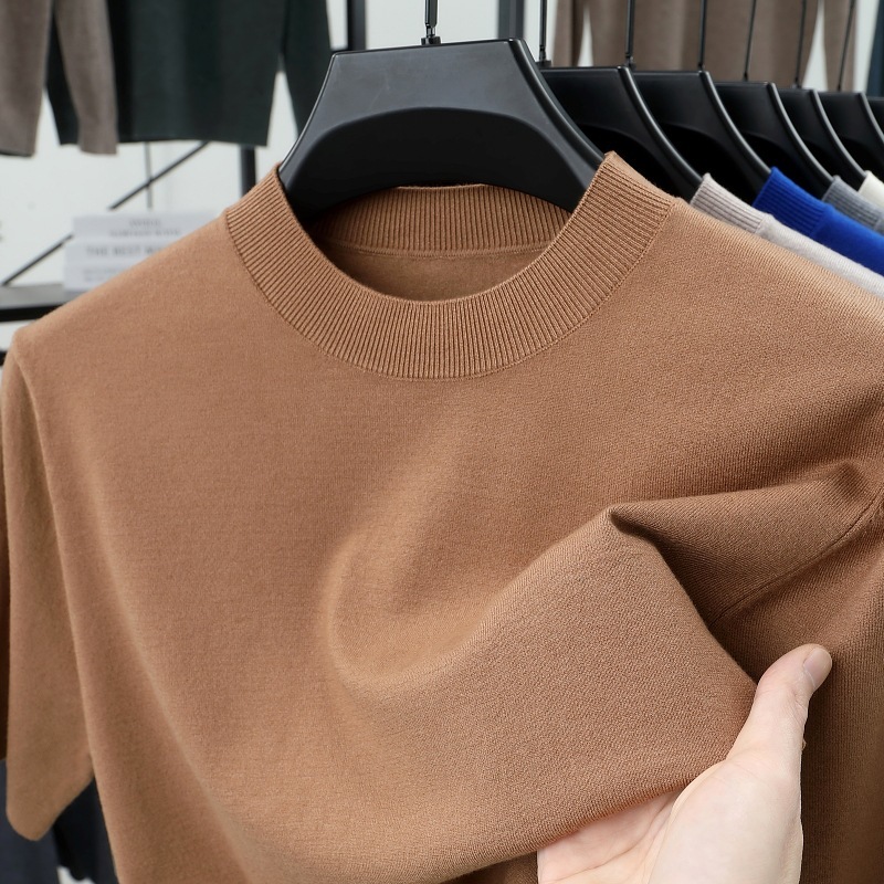 Last Day 50% OFF?2025 Spring and Summer Men's Stand Collar Cashmere Casual T-shirt (Buy 2 Free Shipping)