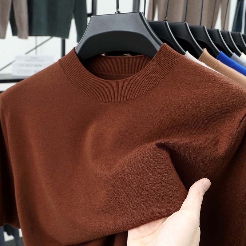 Last Day 50% OFF?2025 Spring and Summer Men's Stand Collar Cashmere Casual T-shirt (Buy 2 Free Shipping)