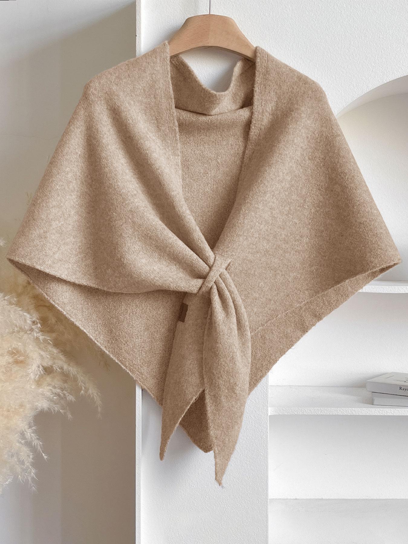 Women's Trendy Solid Knitted Shawl, Casual Soft Comfortable Scarf for Daily Wear, Fashion Accessories for Women & Girls