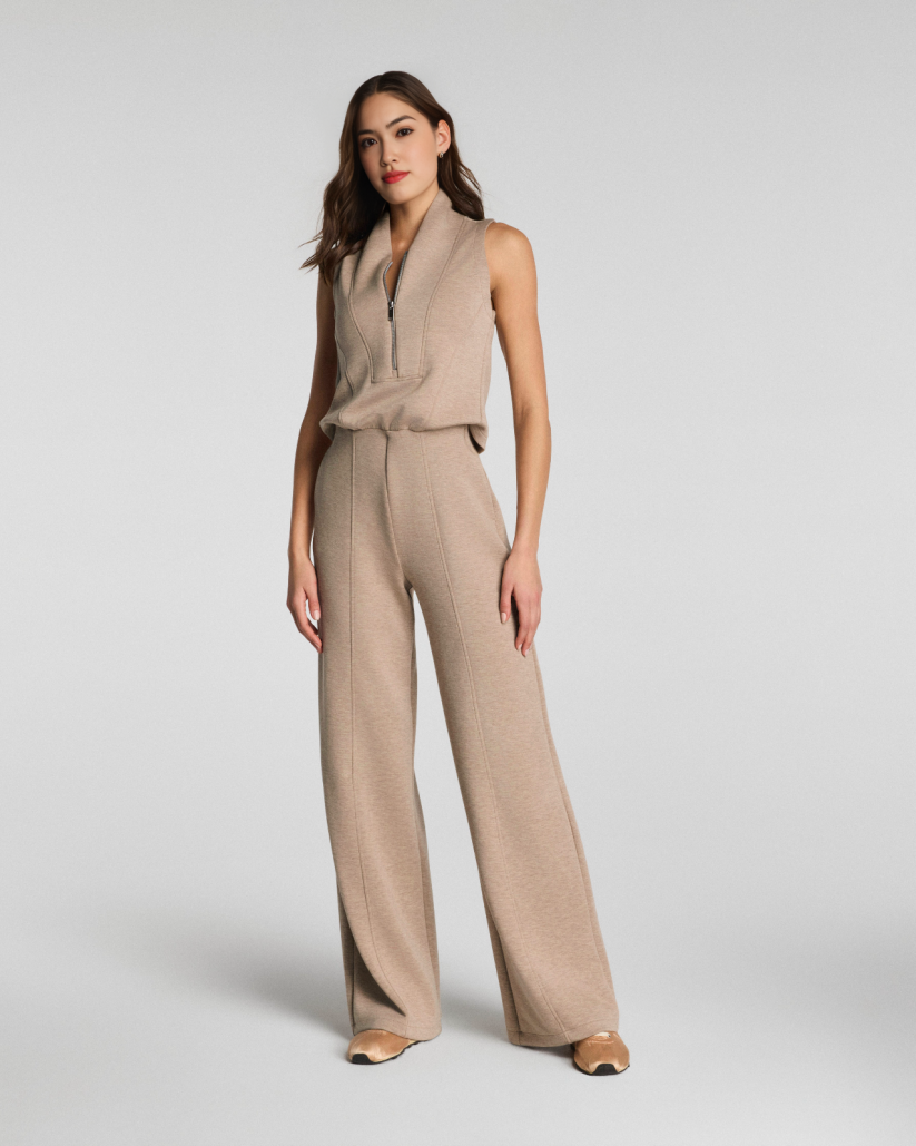 AirEssentials Shawl Collar Half Zip Jumpsuit (Buy 2 Free Shipping)