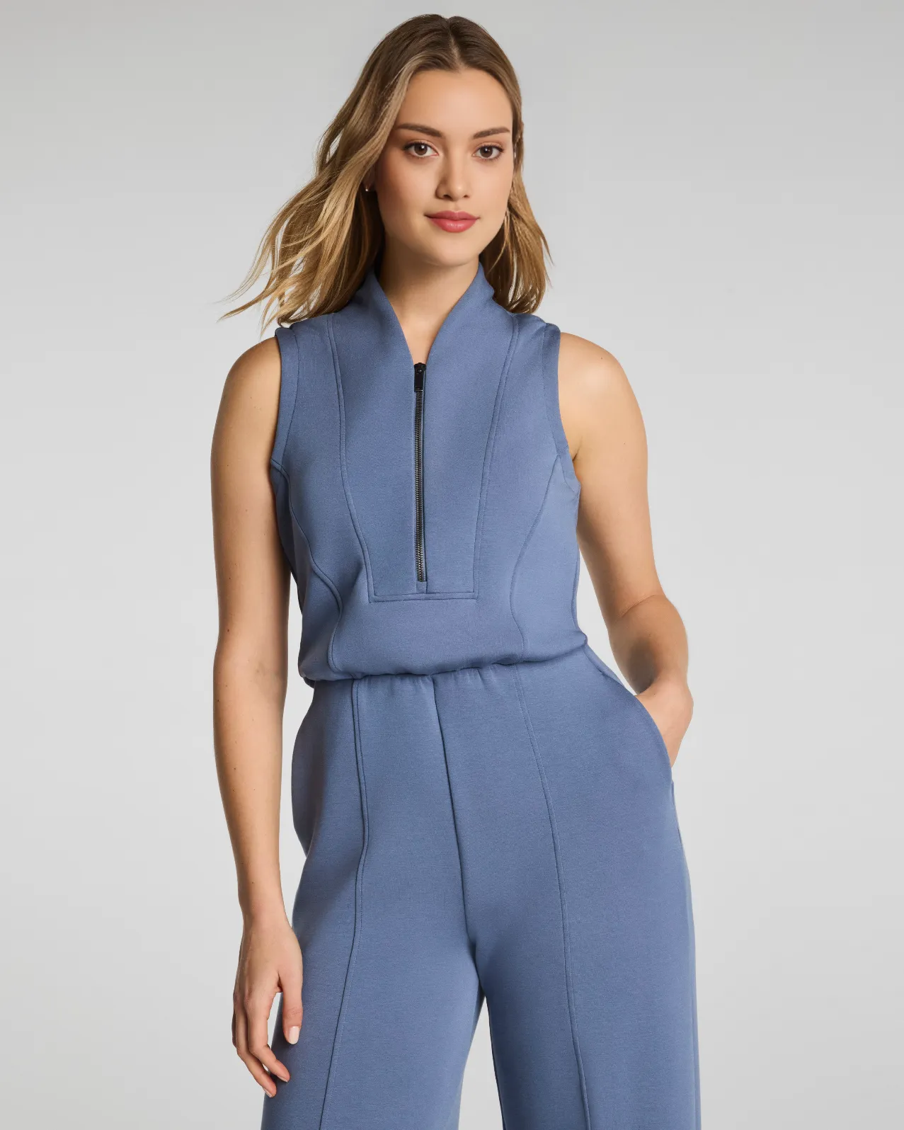 AirEssentials Shawl Collar Half Zip Jumpsuit (Buy 2 Free Shipping)