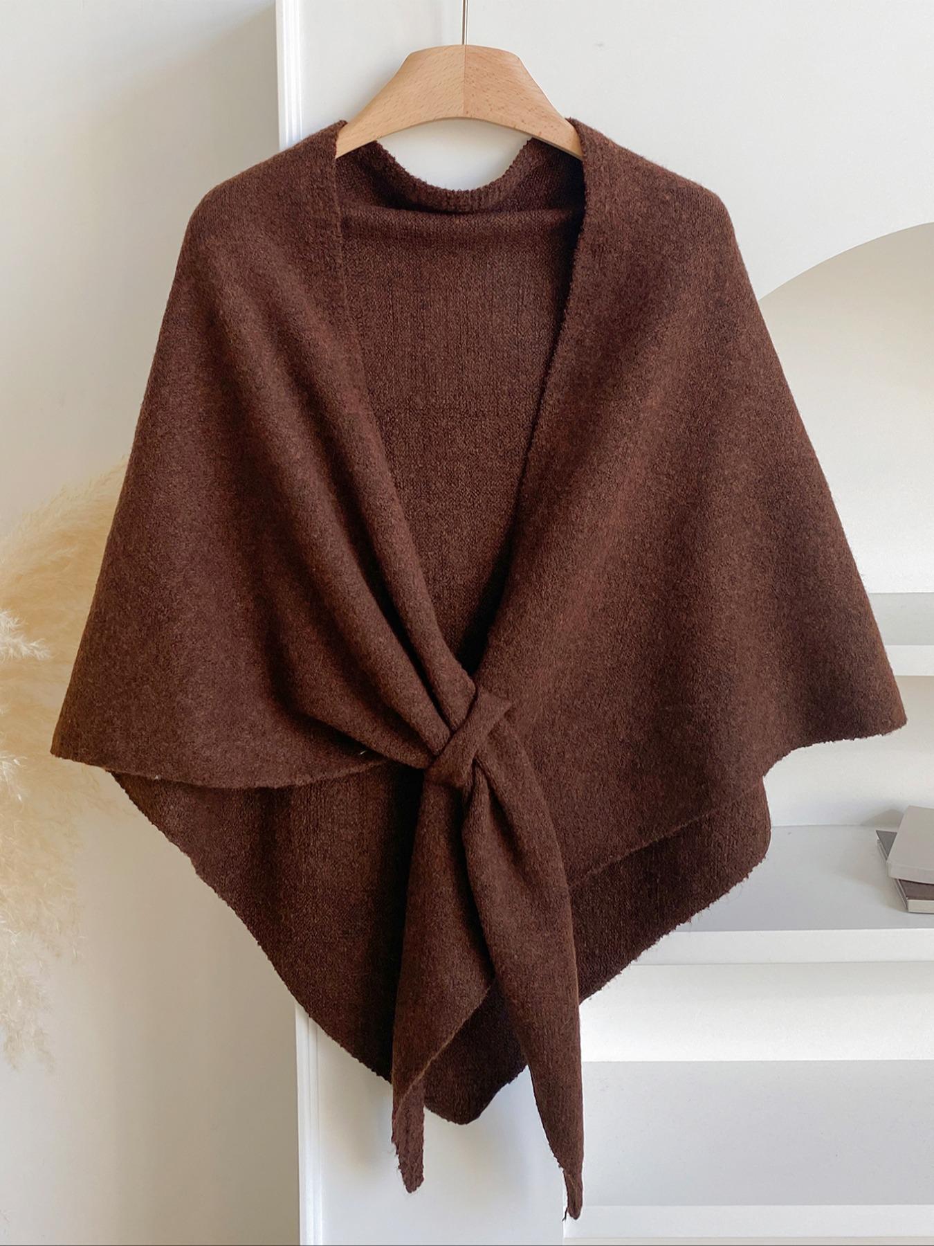 Women's Trendy Solid Knitted Shawl, Casual Soft Comfortable Scarf for Daily Wear, Fashion Accessories for Women & Girls