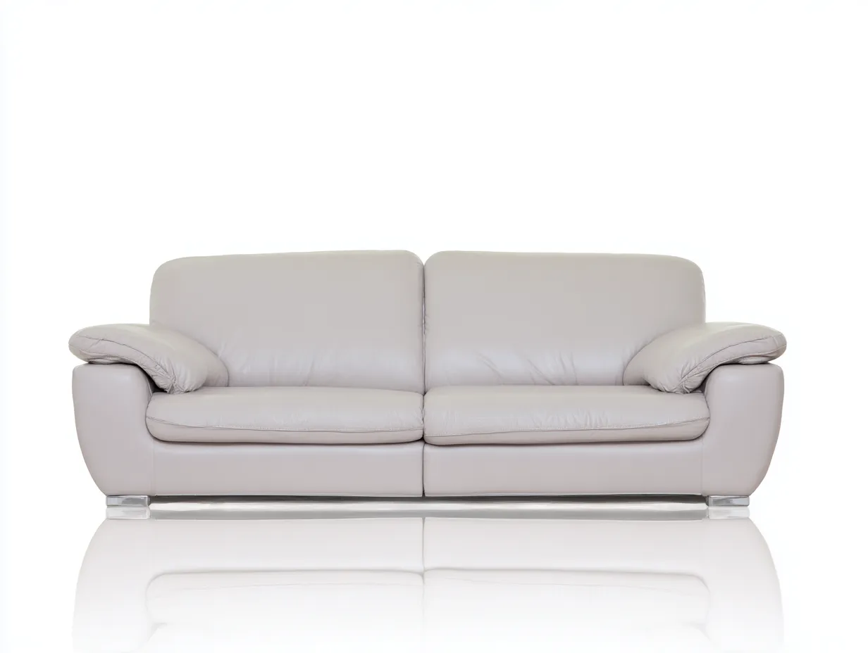 Canapé 3 places - cuir - 210x95x79 cm - beige clair - style moderne-Loftgohome