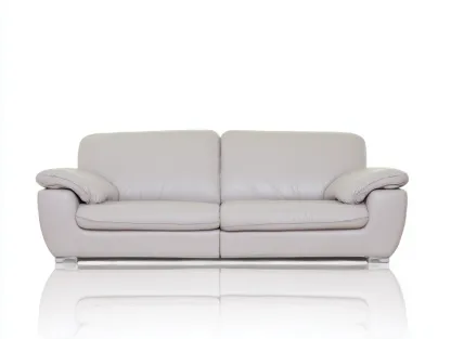 Canapé 3 places - cuir - 210x95x79 cm - beige clair - style moderne-Loftgohome