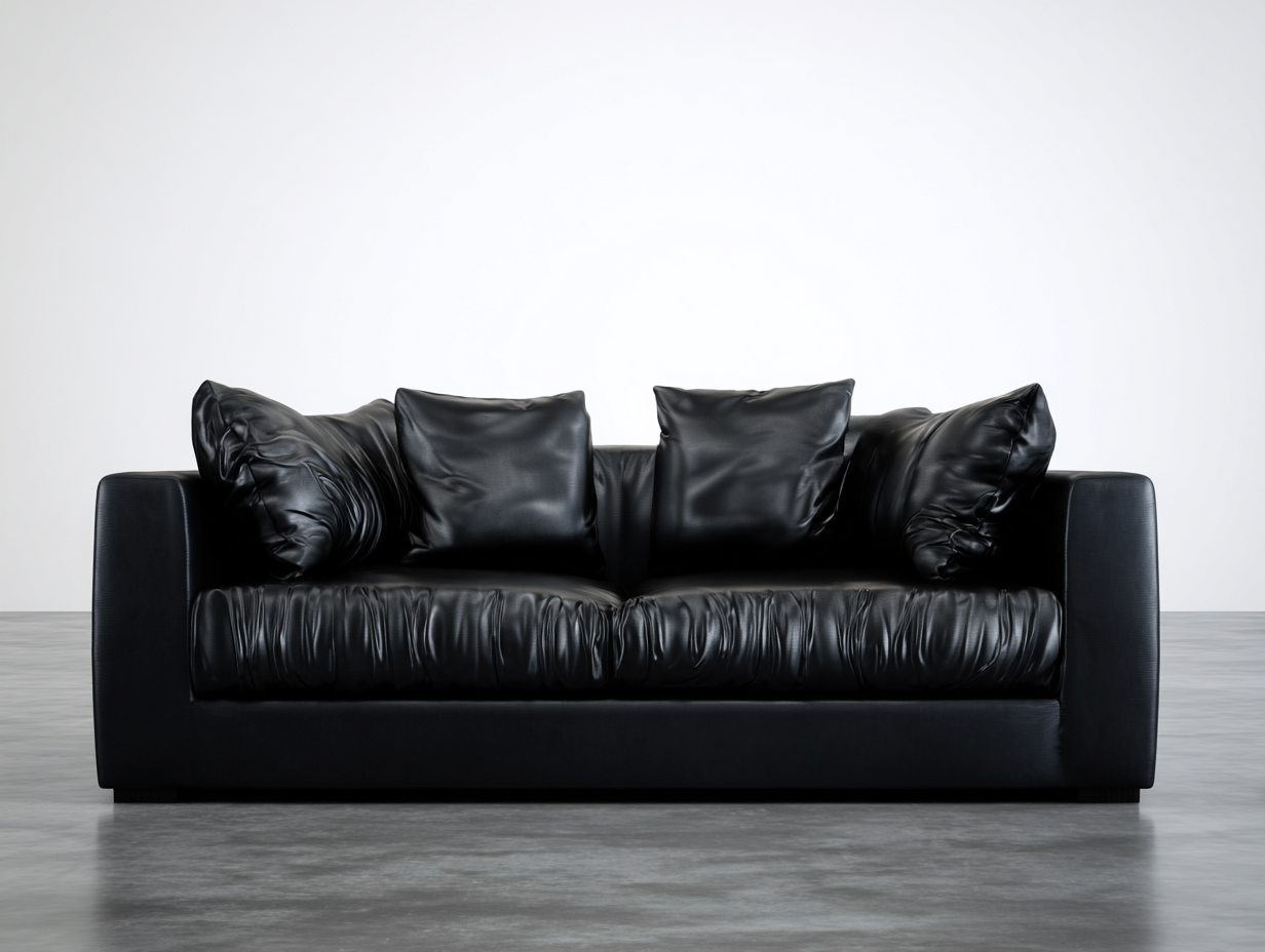 Canapé 3 places - cuir - 212x96x78 cm - noir - style moderne-Loftgohome