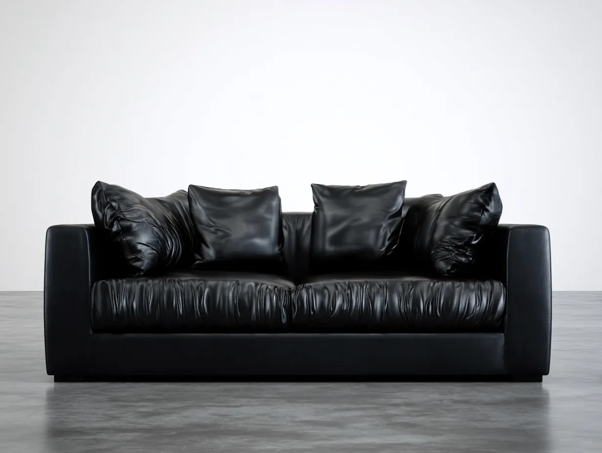 Canapé 3 places - cuir - 212x96x78 cm - noir - style moderne-Loftgohome