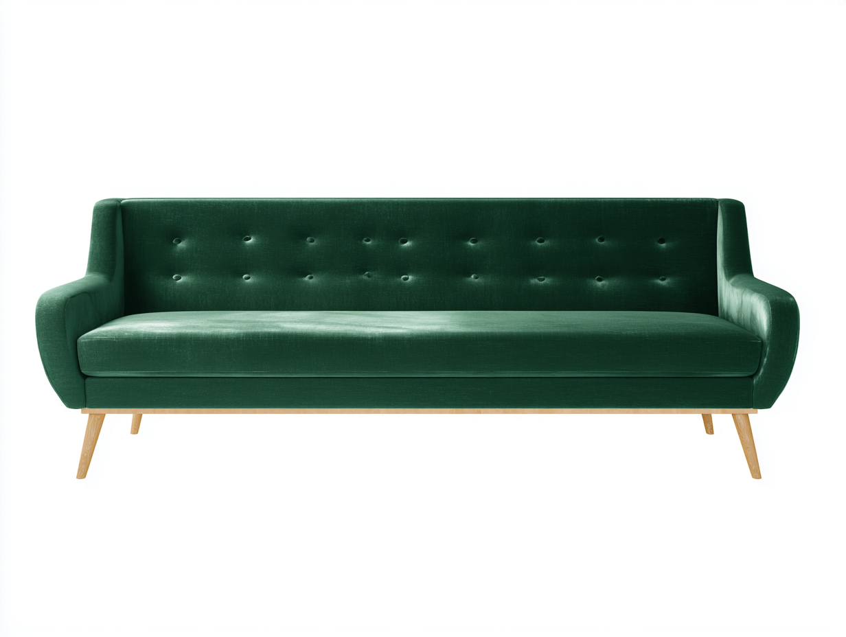 Canapé 3 places - tissu-bois - 234x95x83 cm - vert foncé - style vintage-Loftgohome