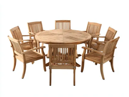 Salon de jardin repas - bois - 160x160x75 cm - bois naturel - design contemporain-Loftgohome