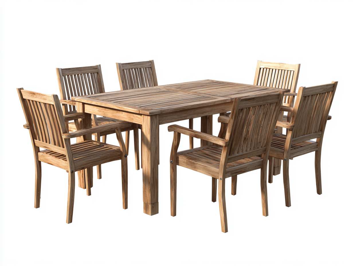 Salon de jardin repas - bois - 210x100x75 cm - bois naturel - design contemporain-Loftgohome