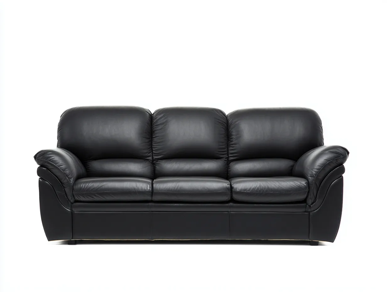 Canapé 3 places - cuir - 218x98x82 cm - noir - style contemporain-Loftgohome