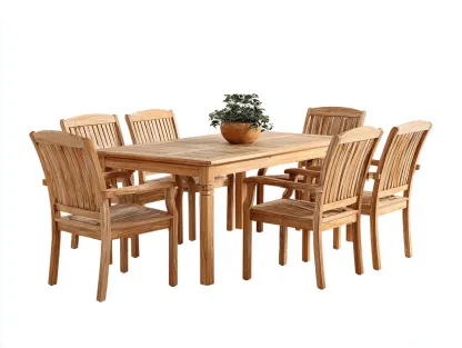 Salon de jardin repas - bois - 210x100x75 cm - bois naturel - design contemporain-Loftgohome