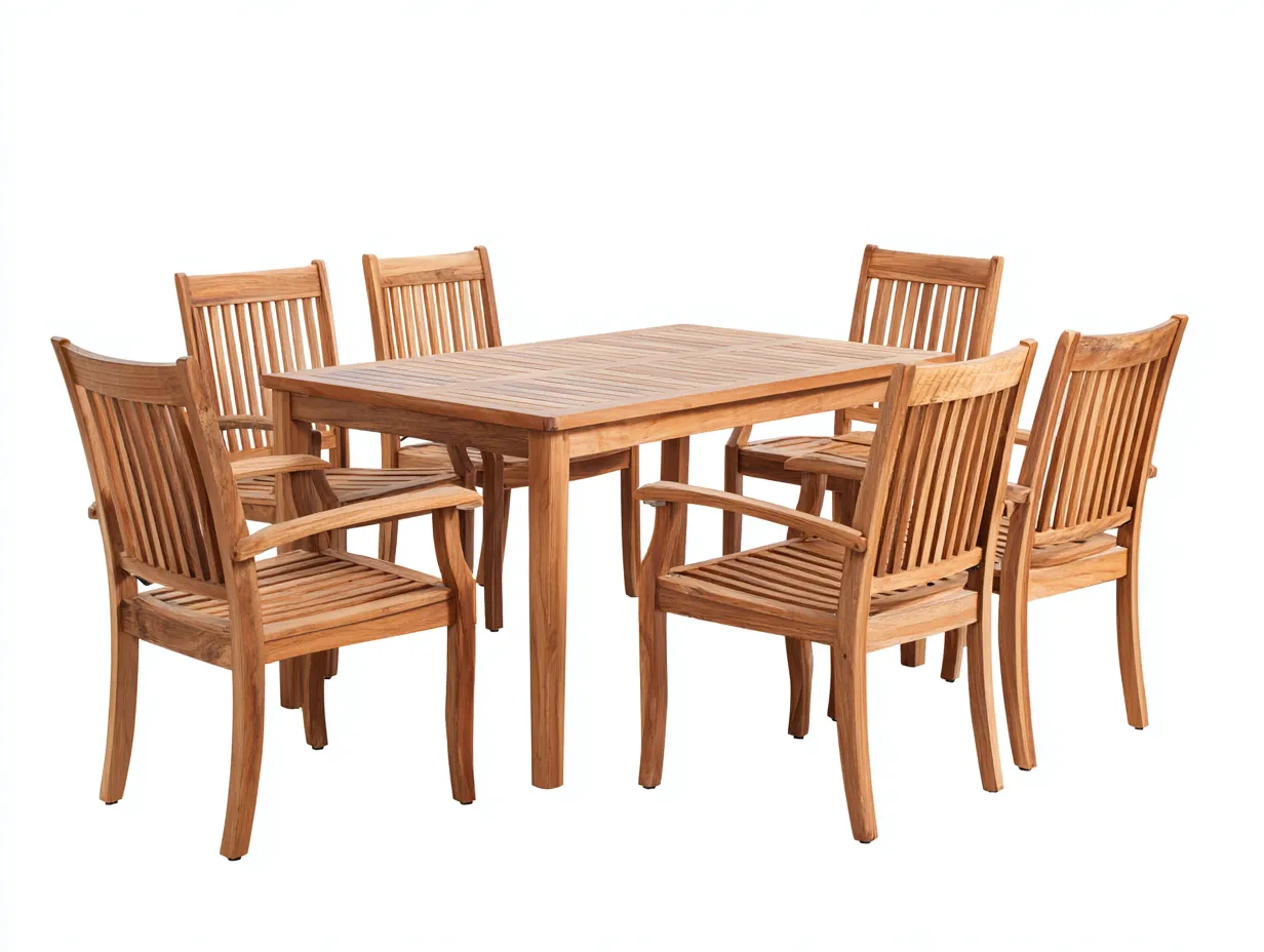 Salon de jardin repas - bois - 205x95x75 cm - bois naturel - design contemporain-Loftgohome