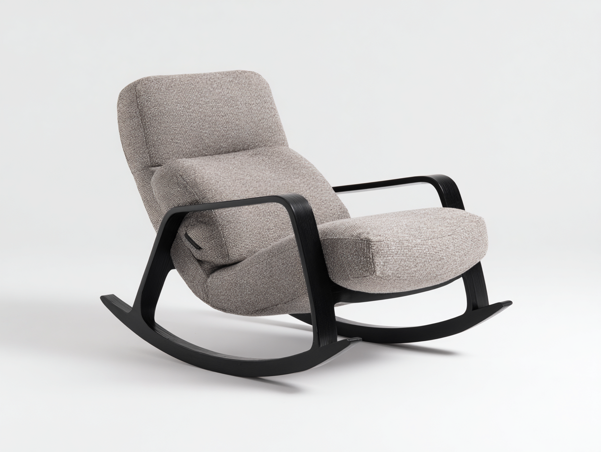 Fauteuil à bascule - tissu-métal - 95x86x101 cm - gris clair - style contemporain-Loftgohome