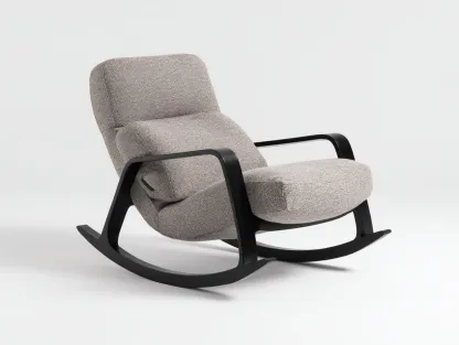 Fauteuil à bascule - tissu-métal - 95x86x101 cm - gris clair - style contemporain-Loftgohome