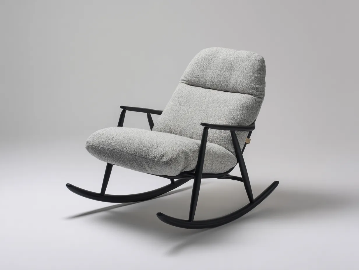 Fauteuil à bascule - tissu-métal - 91x83x97 cm - gris clair - style contemporain-Loftgohome