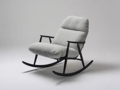 Fauteuil à bascule - tissu-métal - 91x83x97 cm - gris clair - style contemporain-Loftgohome