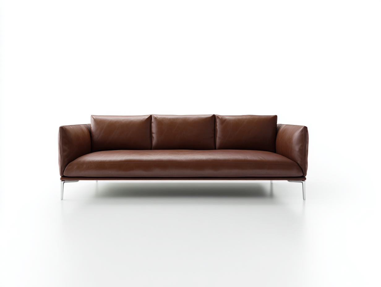 Canapé 3 places - cuir-métal - 224x90x78 cm - marron - style contemporain-Loftgohome