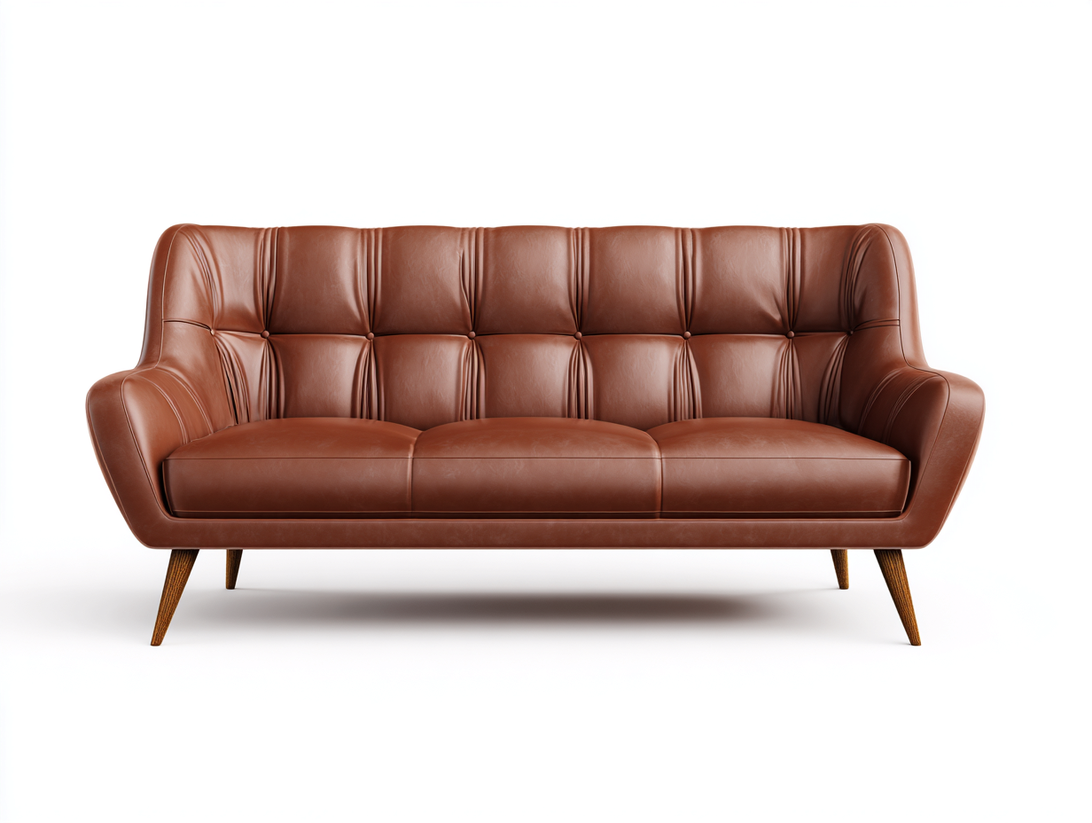 Canapé 3 places - cuir-bois - 220x92x84 cm - marron - style vintage-Loftgohome