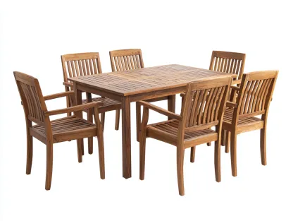 Salon de jardin repas - bois - 215x100x75 cm - bois naturel - design contemporain-Loftgohome