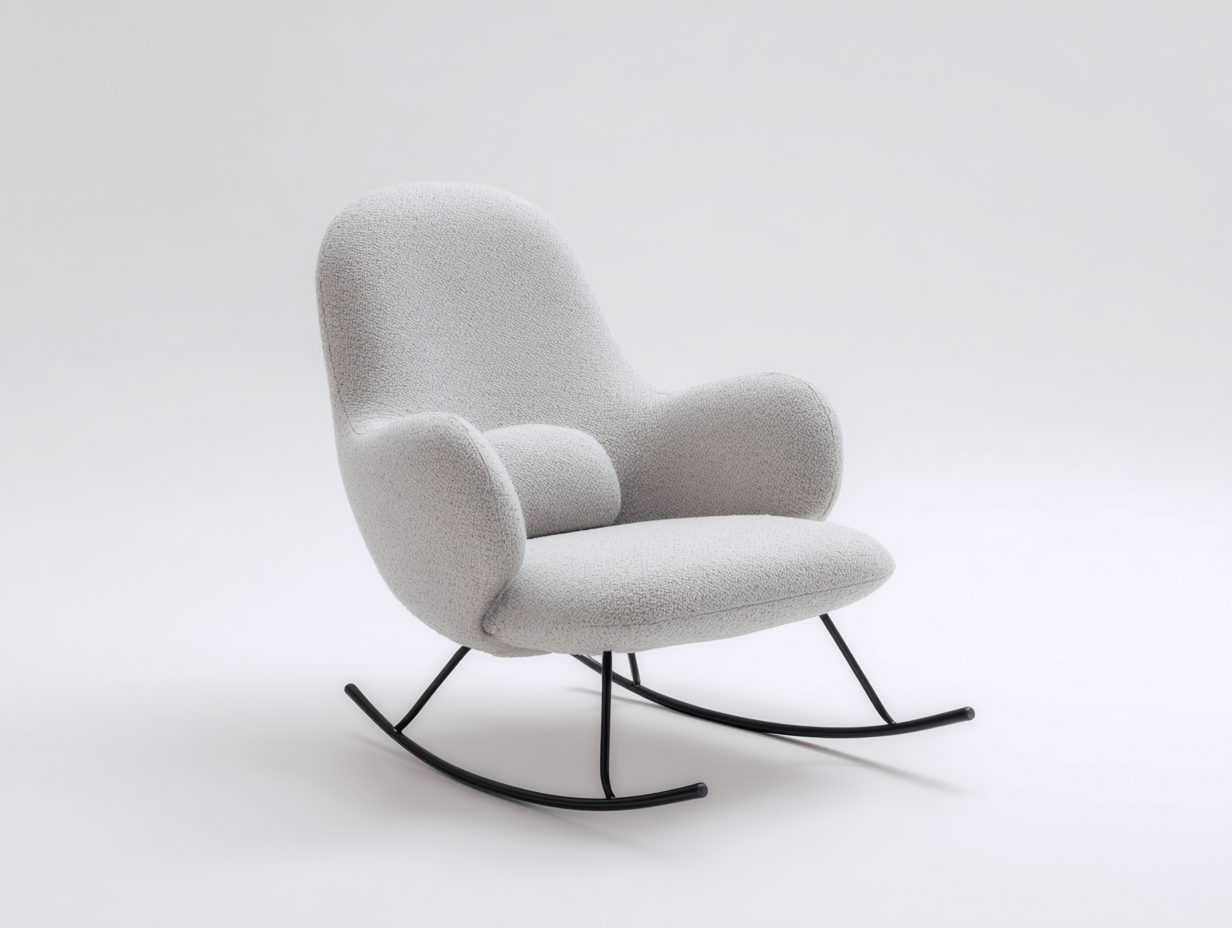 Fauteuil à bascule - tissu bouclé-métal - 90x80x98 cm - gris clair - style contemporain-Loftgohome