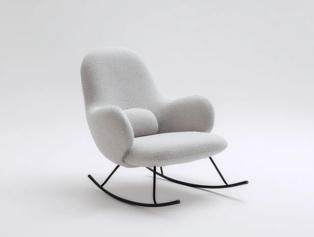 Fauteuil à bascule - tissu bouclé-métal - 90x80x98 cm - gris clair - style contemporain-Loftgohome