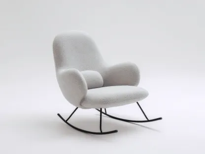 Fauteuil à bascule - tissu bouclé-métal - 90x80x98 cm - gris clair - style contemporain-Loftgohome