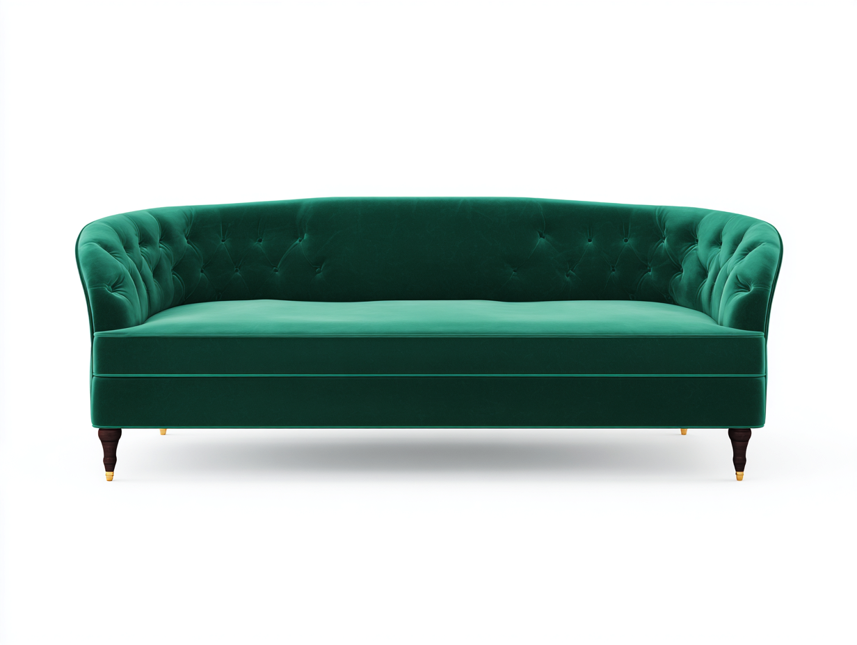 Canapé 3 places - tissu-bois - 232x96x86 cm - vert émeraude - style vintage-Loftgohome