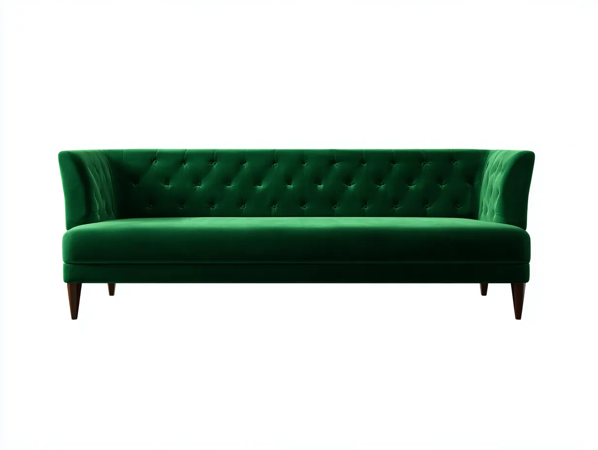 Canapé 3 places - tissu-bois - 226x92x82 cm - vert émeraude - style vintage-Loftgohome