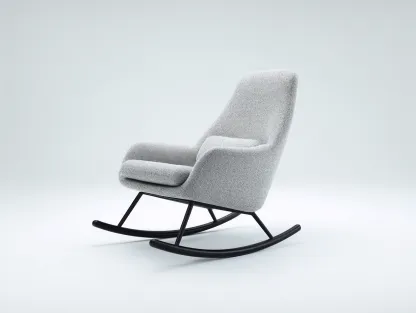 Fauteuil à bascule - tissu-métal - 93x85x99 cm - gris clair - style contemporain-Loftgohome