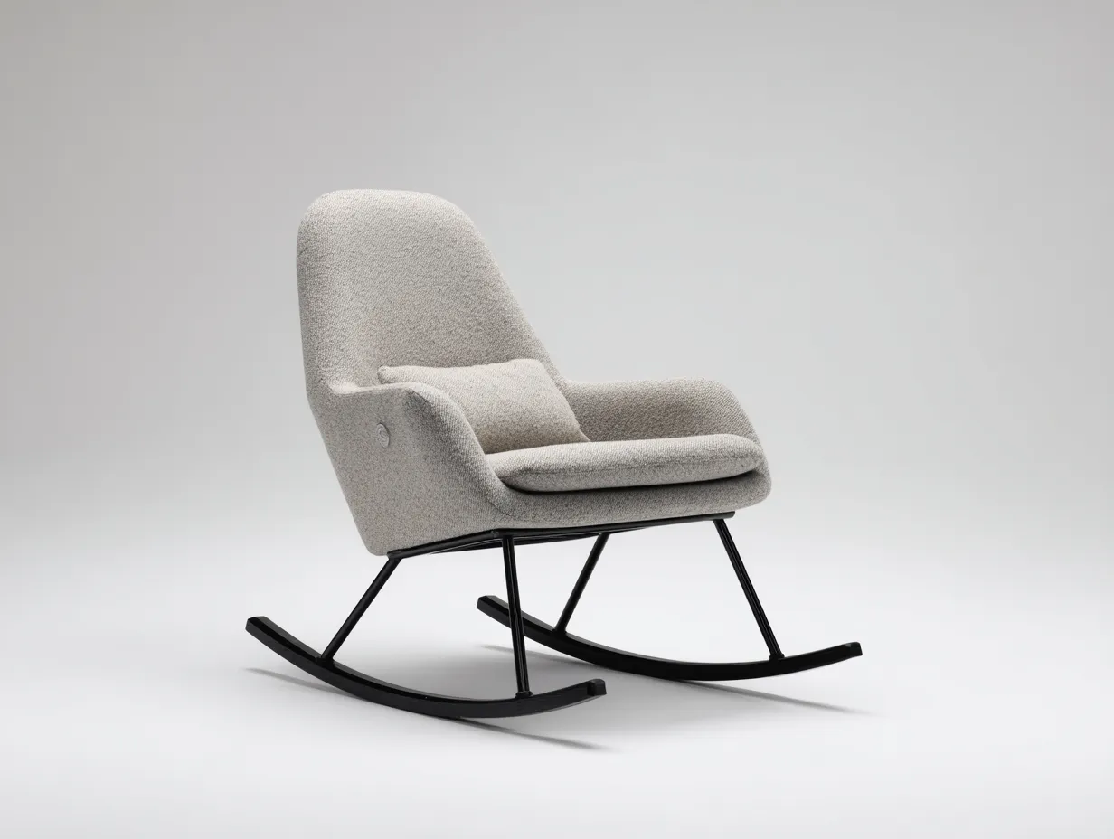 Fauteuil à bascule - tissu bouclé-métal - 92x82x99 cm - gris clair - style contemporain-Loftgohome