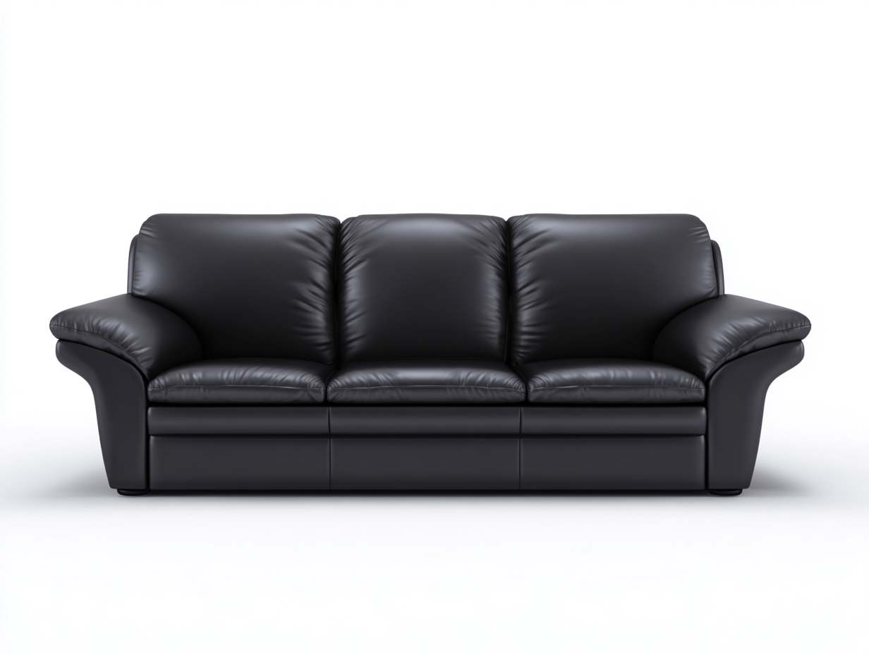 Canapé 3 places - cuir - 216x96x82 cm - noir - style classique-Loftgohome